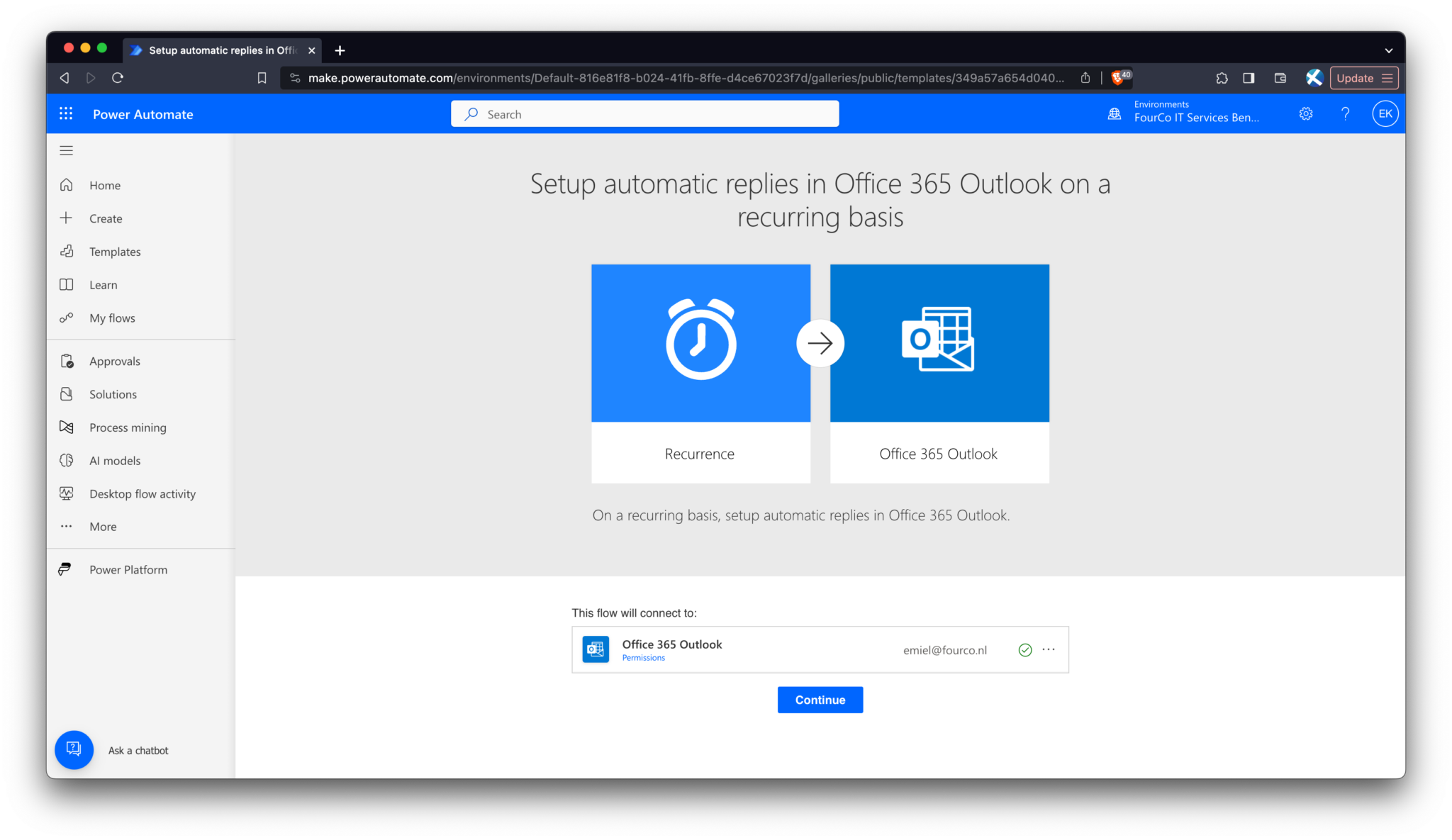 Setting up recurring OutofOffice replies with Microsoft Power